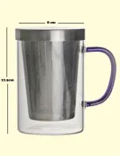 Glass Mug with Blue Handle 500ml – Heat & Fire Resistant