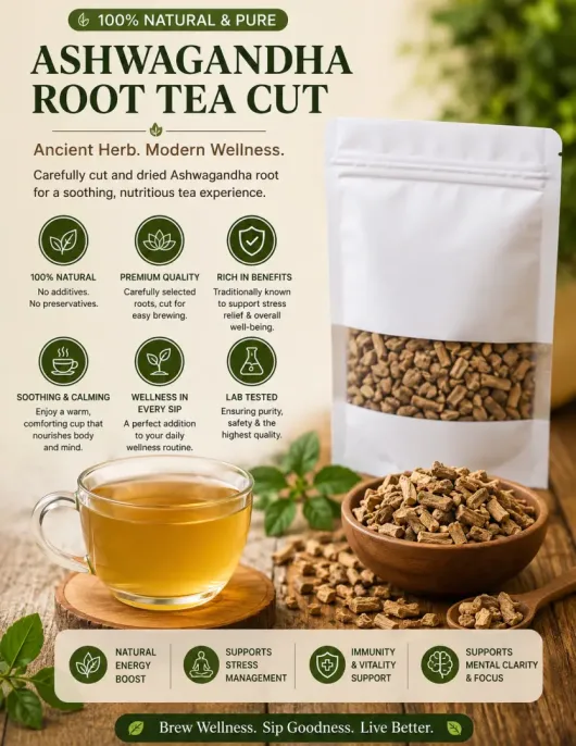 Ashwagandha Tea Cut – 100gm | Buy Ashwagandha Tea Online Ashwagandha Tea Cut – 100gm | Buy Ashwagandha Tea Online