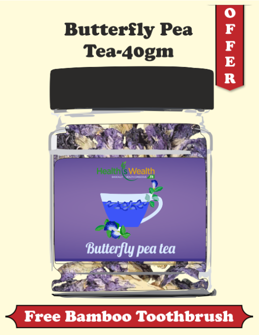 Butterfly Pea Herbal Tea – 40g with Free Eco Wooden Toothbrush