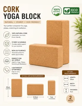Cork Yoga Brick (Set of 2)– Eco-Friendly Yoga Block for Better Flexibility