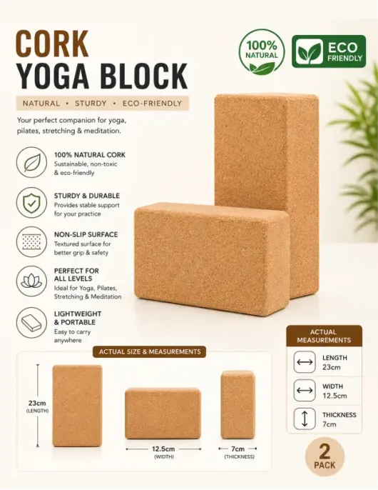 Cork Yoga Brick (Set of 2)– Eco-Friendly Yoga Block for Better Flexibility