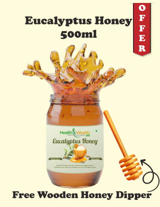 Eucalyptus Honey – 500ml Raw Honey with Free Sheesham Wood Dipper
