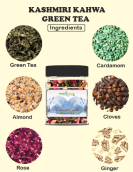 Kashmiri Kahwa Herbal Green Tea 80g with Eco-Friendly bamboo Toothbrush