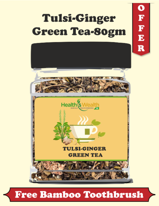 TULSI Ginger Green Tea (80g) with Free Bamboo Toothbrush