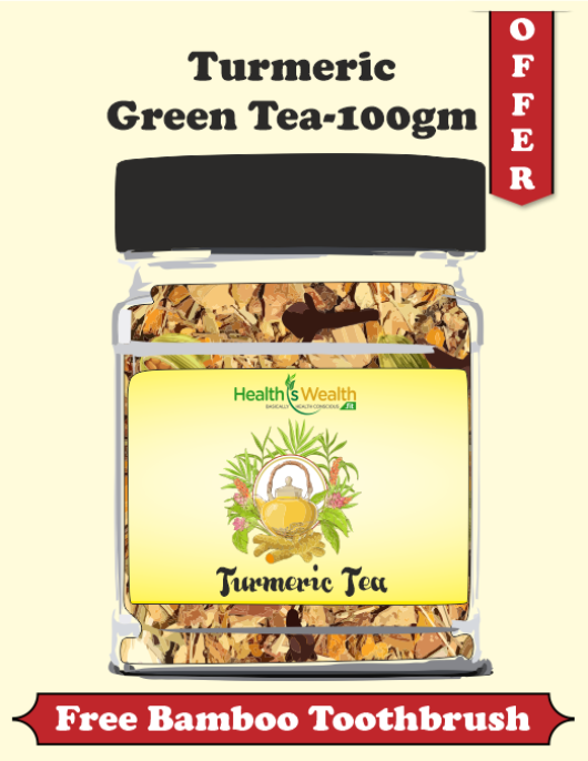 Turmeric Green Tea 100g with Free Wooden Toothbrush – Immunity & Detox Support