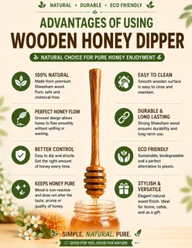 Wooden Honey Dipper - 5inch (Pack of 10)