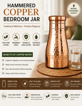 Copper Bedroom Jar with Inbuilt Glass | Boost Health with Copper Water Benefits
