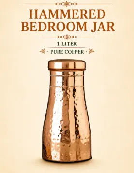 Copper Bedroom Jar with Inbuilt Glass | Boost Health with Copper Water Benefits