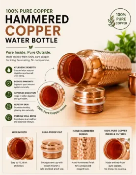 Hammered Copper Bottle | Copper Bottle Water Benefits