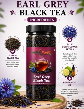 Earl Grey Black Tea 100g with Blue Cornflower & Bergamot Oil