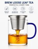 Glass Mug with Blue Handle 500ml – Heat & Fire Resistant Glass Mug with Blue Handle 500ml – Heat & Fire Resistant