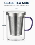 Glass Mug with Blue Handle 500ml – Heat & Fire Resistant