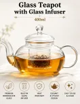 Round Borosilicate Glass Teapot with Glass Infuser 400ml