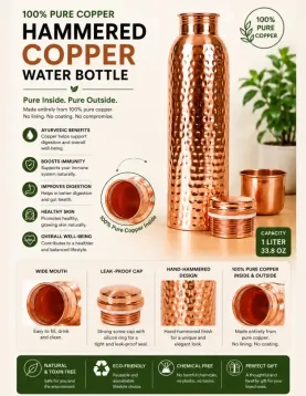 Hammered Copper Bottle | Copper Bottle Water Benefits