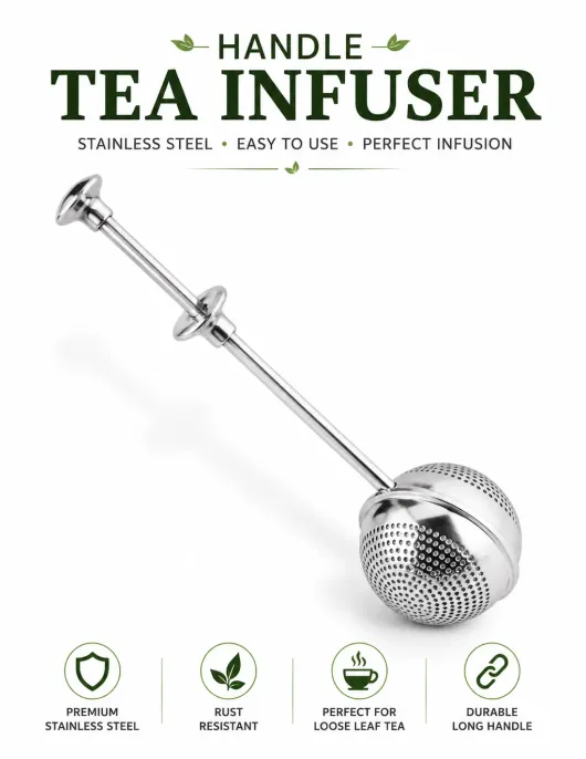 Stainless Steel Handle Tea Infuser | Bundle with Green Teas & Save Stainless Steel Handle Tea Infuser | Bundle with Green Teas & Save