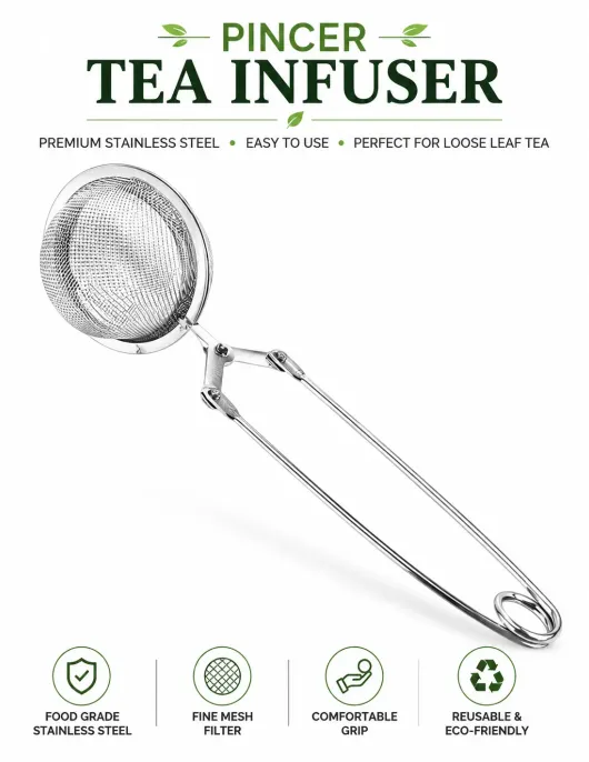 Stainless Steel Mesh Ball Tea Infuser with Pincer Handle