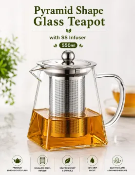 Pyramid Borosilicate Glass Teapot with SS Infuser — 550ml