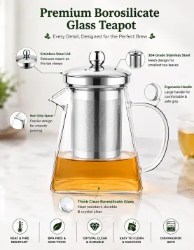 Pyramid Borosilicate Glass Teapot with SS Infuser — 550ml