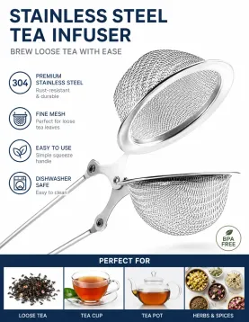 Stainless Steel Mesh Ball Tea Infuser with Pincer Handle