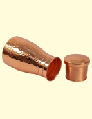 Pure Copper Bedroom Pot with Inbuilt Glass – 1 Litre