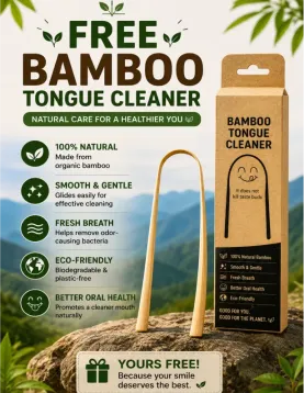 Biodegradable Bamboo Toothbrush | Free bamboo tongue cleaner