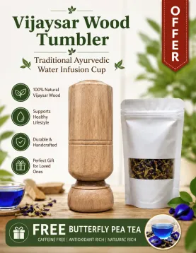 Vijaysar Tumbler with Free Blue Tea | Ayurvedic Blood Sugar Support