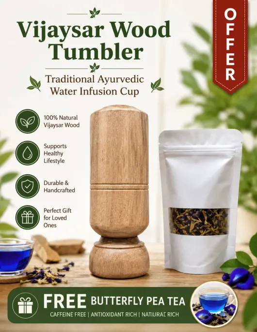 Vijaysar Tumbler with Free Blue Tea | Ayurvedic Blood Sugar Support