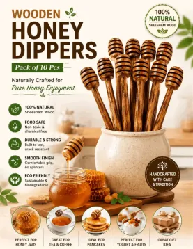 Wooden Honey Dipper - 5inch (Pack of 10)